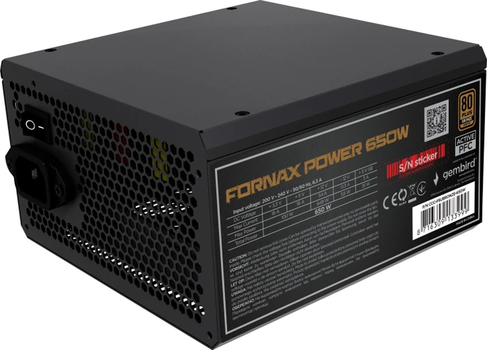 Gembird Fornax Power Bronze schwarz 650W, ATX 2.4