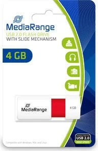 MediaRange USB Speicherstick Color Edition 4GB weiß/rot, USB-A, USB 2.0