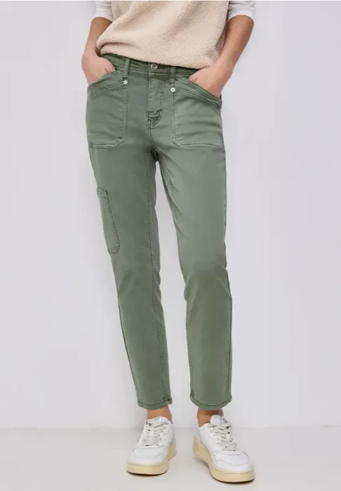Street One Charlie Cargo Jeans sage green washed (Damen)