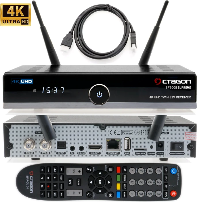 Octagon SF8008 V3 Supreme 4K UHD E2 Twin 2x DVB-S2X MS, ohne Festplatte