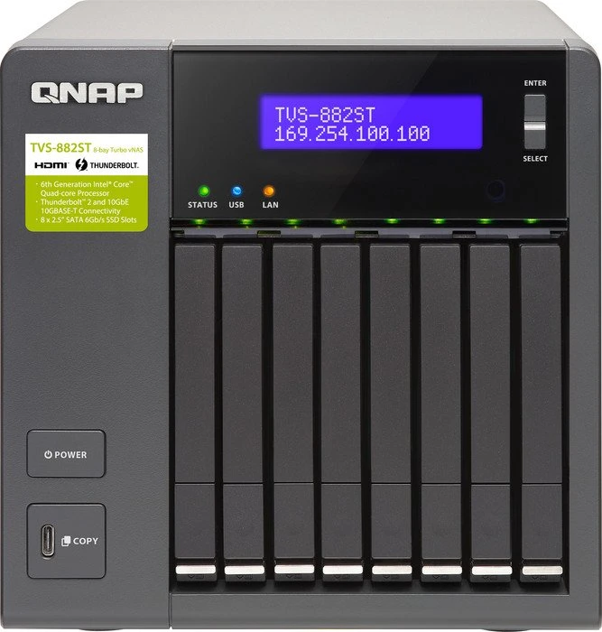 QNAP TVS-882ST3-i7-16G, 16GB RAM, 2x RJ-45 10GBase-T, 2x RJ-45 1000Base-T