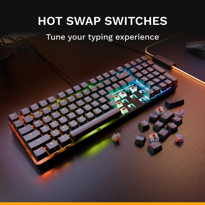 Glorious GMMK Eternal 96%, schwarz, LEDs RGB, Glorious Fox Linear, USB, UK