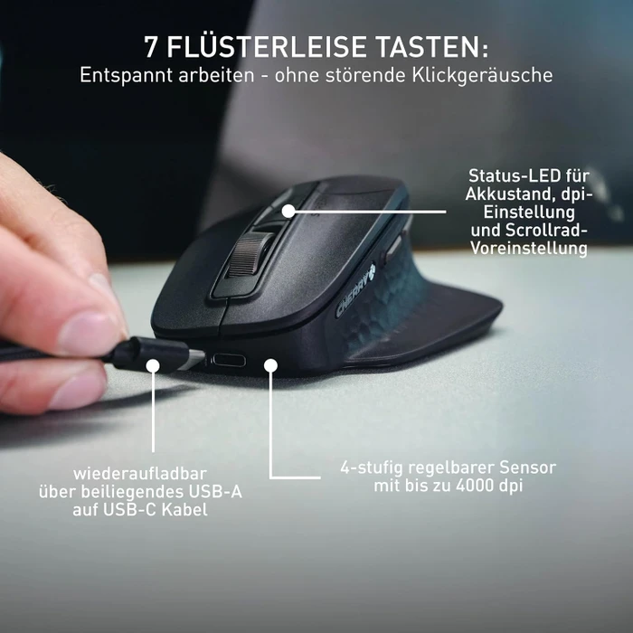 Cherry Stream Mouse Ultimate, schwarz/kupfer, USB/Bluetooth