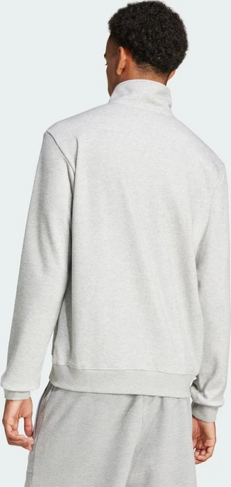 adidas Trefoil Essentials Waffle 1/2 Zip Sweatshirt medium grey heather (Herren)