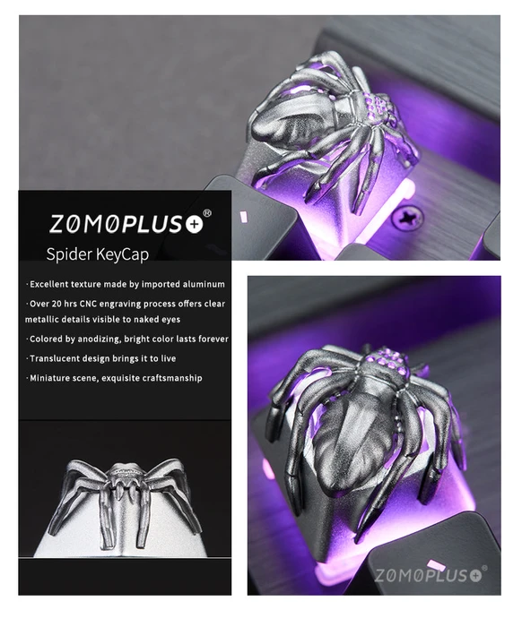 Zomoplus Fantastic Beasts Series Keycap Spinne, Aluminium, silber, 1 Taste