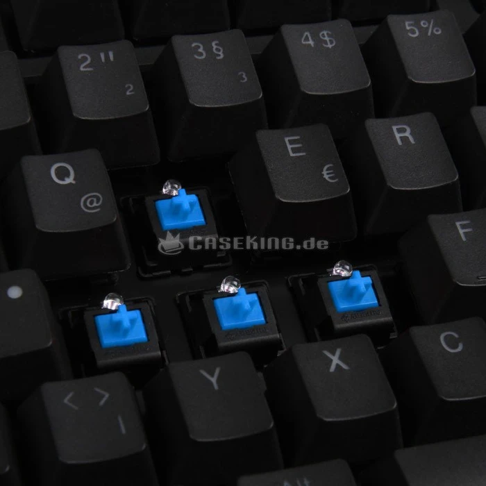 Ducky One 2 TKL PBT, LEDs blau, schwarz, MX BLUE, USB, DE