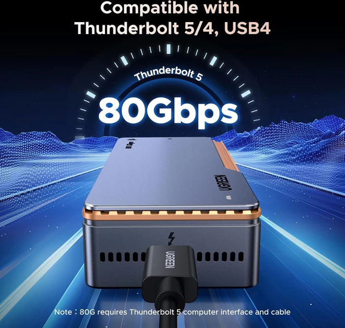 Ugreen Thunderbolt 5 M.2 NVMe SSD Enclosure, Thunderbolt 5 / USB4 v2