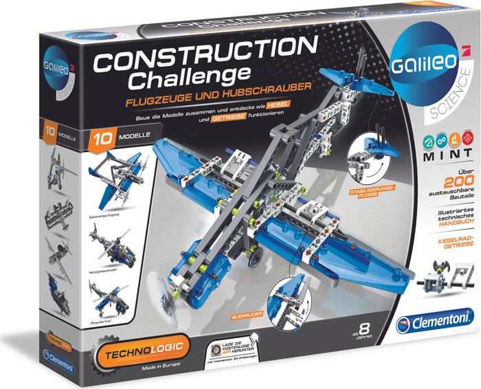 Clementoni Galileo Construction Challenge Flugzeuge und Hubschrauber