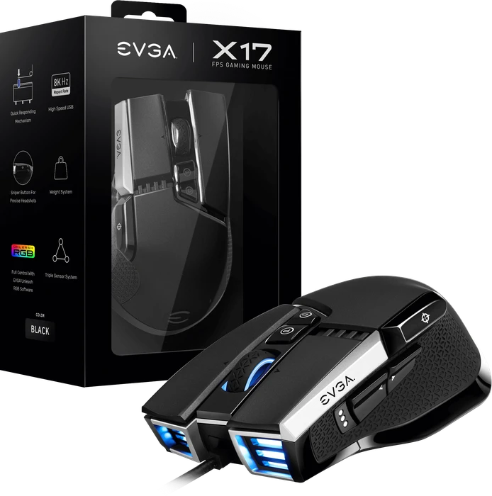 EVGA X17 Gaming Maus schwarz, USB