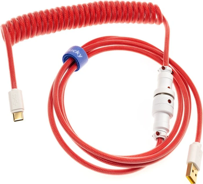 Ducky Premicord Spiralkabel USB-C auf USB-A, Tastaturkabel (Spiral-Textilkabel), 1.8m, Apple Red