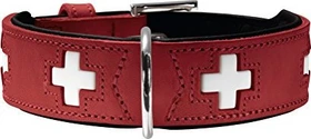 Hunter Swiss Hundehalsband, Leder, hochwertig, schweizer Kreuz, 70 L-XL, schwarz