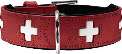 Hunter Swiss Hundehalsband, Leder, hochwertig, schweizer Kreuz, 70 L-XL, schwarz