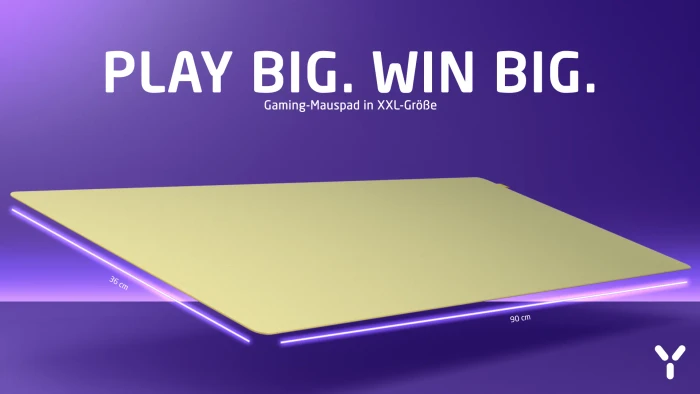 ISY IMP-3500 Gaming Mauspad XXL, 900x360mm, gelb