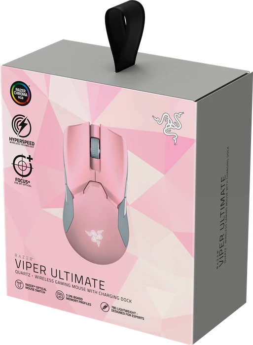 Razer Viper Ultimate mit Ladestation, Quartz pink, USB