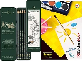 Faber-Castell Castell 9000 Bleistift sortiert, Metalletui, 6er-Set