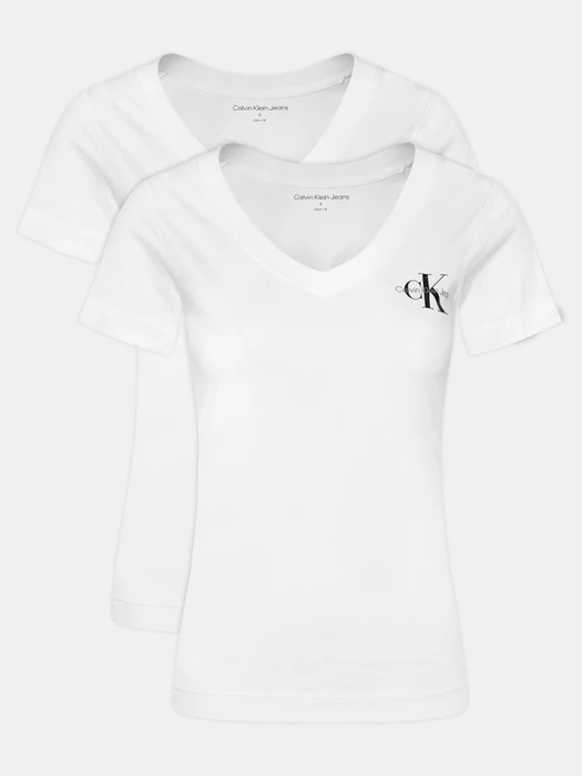 Calvin Klein V-Neck 2er-Pack T-Shirt kurzarm brilliant white (Damen)