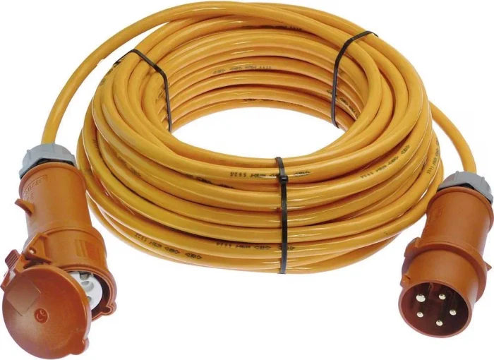 as-Schwabe Polyurethan CEE Verlängerungskabel 400V 16A IP44 H07BQ-F 3G1.5 mit Phasenwendestecker, orange, 10m