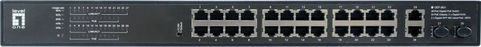 LevelOne GEP Rackmount Gigabit Switch, 26x RJ-45, 2x SFP, 390W PoE+