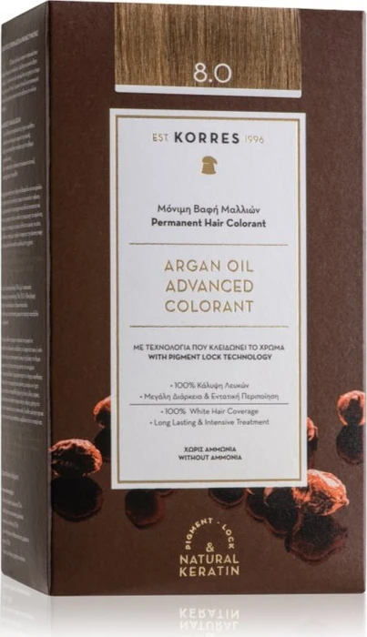 Korres Argan Oil Permanent Hair Colorant Haarfarbe 8.0 hellblond