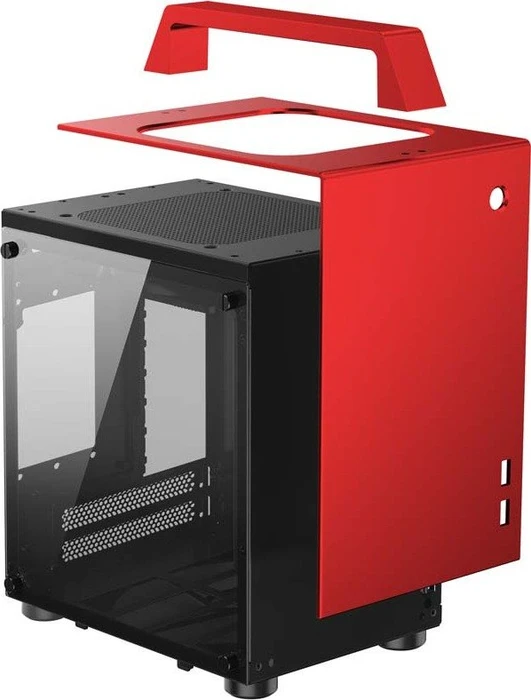 Jonsbo T8, rot, Glasfenster, Mini-ITX