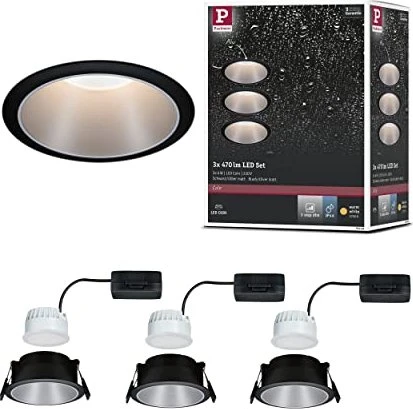 Paulmann Cole Coin LED 6W Einbauleuchte schwarz, 3 Stück