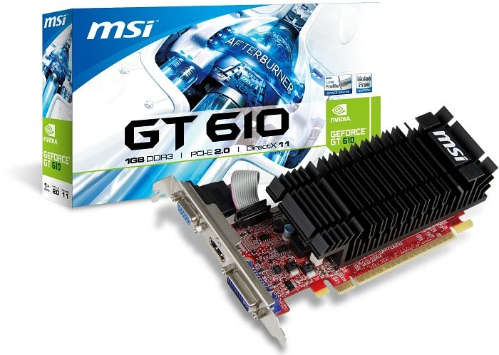 MSI GeForce GT 610 (667MHz), N610-1GD3H/LP, 1GB DDR3, VGA, DVI, HDMI
