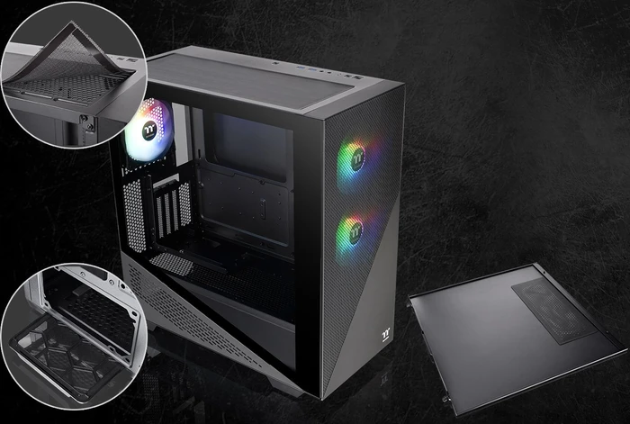 Thermaltake Divider 370 TG ARGB, schwarz, Glasfenster