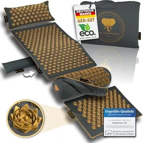 Calm Elephant Ultimate-Set Akupressurmatte 71 x 42cm Massagematte mit Wärmefunktion grau