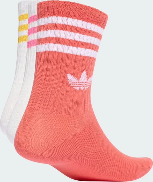 adidas 3-Streifen Crew Socken white/lucid pink/preloved scarlet, 3 Paare