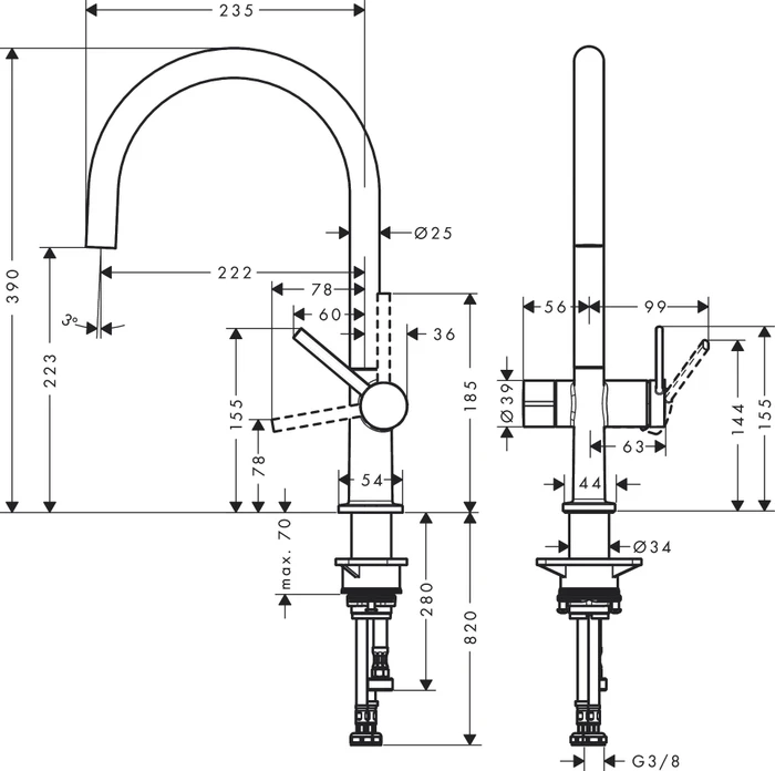 Hansgrohe Talis M54 220 1jet Geräteabsperrventil chrom