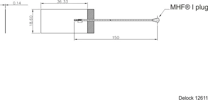 DeLOCK WLAN 802.11 ac/ax/a/h/b/g/n, Klebemontage Antenne, 5GHz/2.4GHz, 2.70-3dBi, MHF, omnidirektional