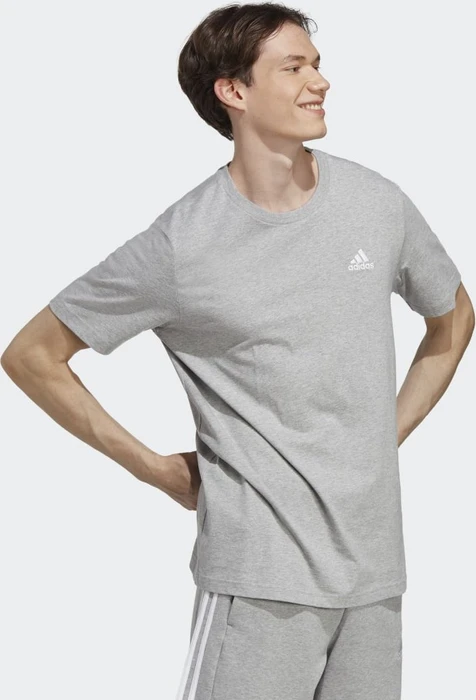 adidas Essentials Single Jersey Embroidered Small Logo T-Shirt kurzarm medium grey heather (Herren)