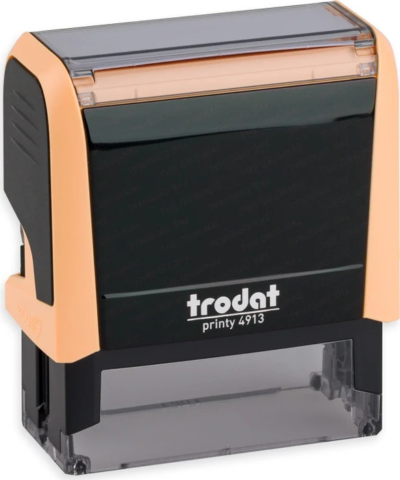 trodat printy 4913 4.0 Textstempel mit individueller Textplatte Pastell Edition, 58x22mm, schwarz/pastellorange