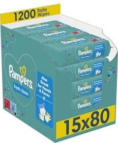 Pampers Fresh Clean Feuchttücher,  1200 Stück (15x 80 Stück)