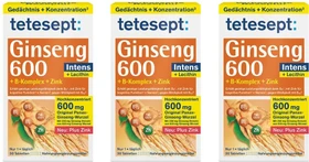 Tetesept Ginseng 600 + B-Komplex + Zink Filmtabletten, 90 Stück (3x 30 Stück)