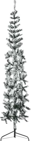 vidaXL Künstlicher Weihnachtsbaum halbrund schlank mit Schnee, 240cm