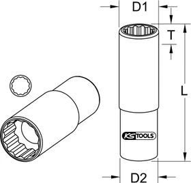 KS Tools CHROMEplus Außenzwölfkant Steckschlüssel 1/4", 14x50mm