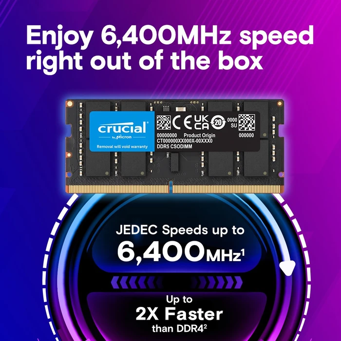 Crucial CSODIMM 32GB, DDR5-6400, CL52-52-52-103