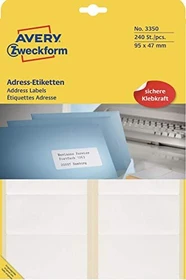 Avery-Zweckform Adressetiketten Sonderformat, 95x47mm, weiß, 20 Blatt (240 Etiketten)
