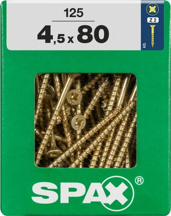 Spax YELLOX A2L 4CUT PZ2 Universalschraube, 4.5x80mm, 125 Stück