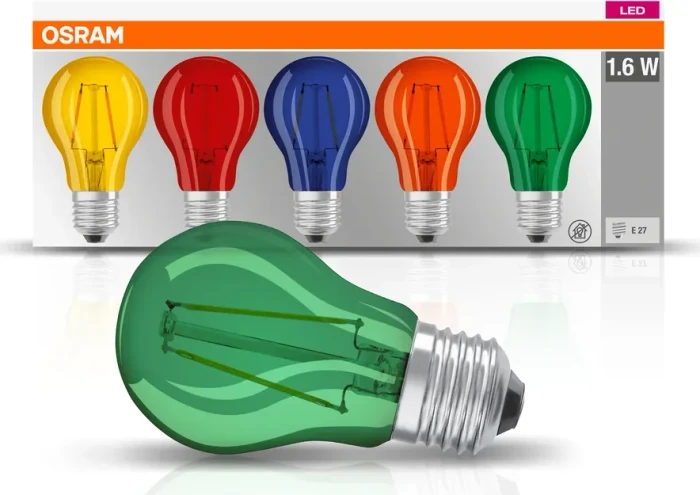 Osram Ledvance Star Decor Classic A 1.6W E27 mehrfarbig, 5 Stück
