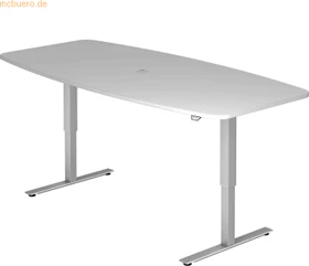 Hammerbacher Ergonomic Aktiv XMST22/5/S elektrisch höhenverstellbarer Konferenztisch 220x103cm grau/silber