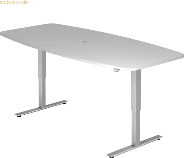 Hammerbacher Ergonomic Aktiv XMST22/5/S elektrisch höhenverstellbarer Konferenztisch 220x103cm grau/silber