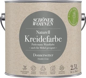 Schöner Wohnen Naturell Kreidefarbe innen donnerwetter dunkles grau, 2.5l