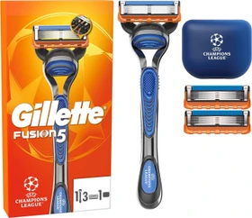 Gillette Fusion5 UEFA Champions League Edition Rasierer + 3 Wechselklingen Etui