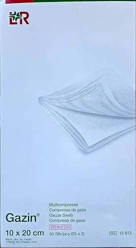 Lohmann & Rauscher Gazin Mullkompresse steril 8-fach, 10 x 20cm, 50 Stück (25x 2 Stück)