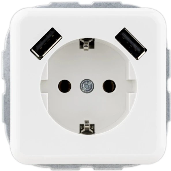REV Ritter Vario Schutzkontaktsteckdose mit USB-Modul, weiß