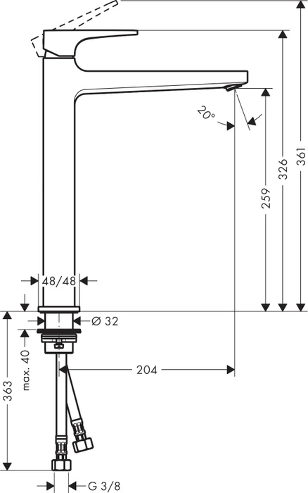 Hansgrohe Metropol Waschbeckenarmatur 260 mit Push-Open Ablaufgarnitur chrom