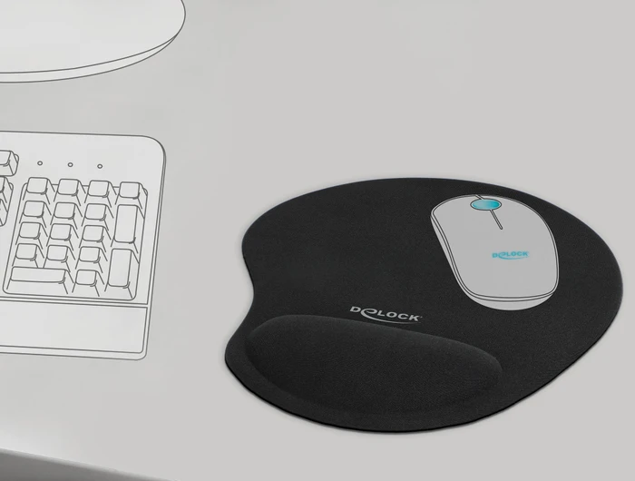 DeLOCK Ergonomisches Mauspad mit Gel Handballenauflage, 230x202mm, schwarz