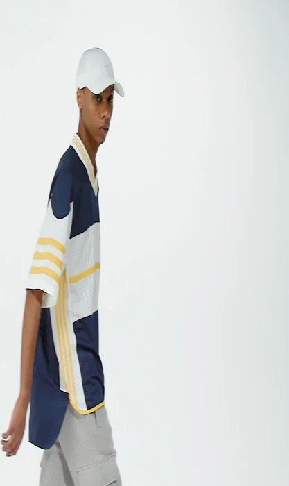 adidas Adicolor Adibreak Mesh T-Shirt kurzarm night indigo/white/bold gold (Herren)